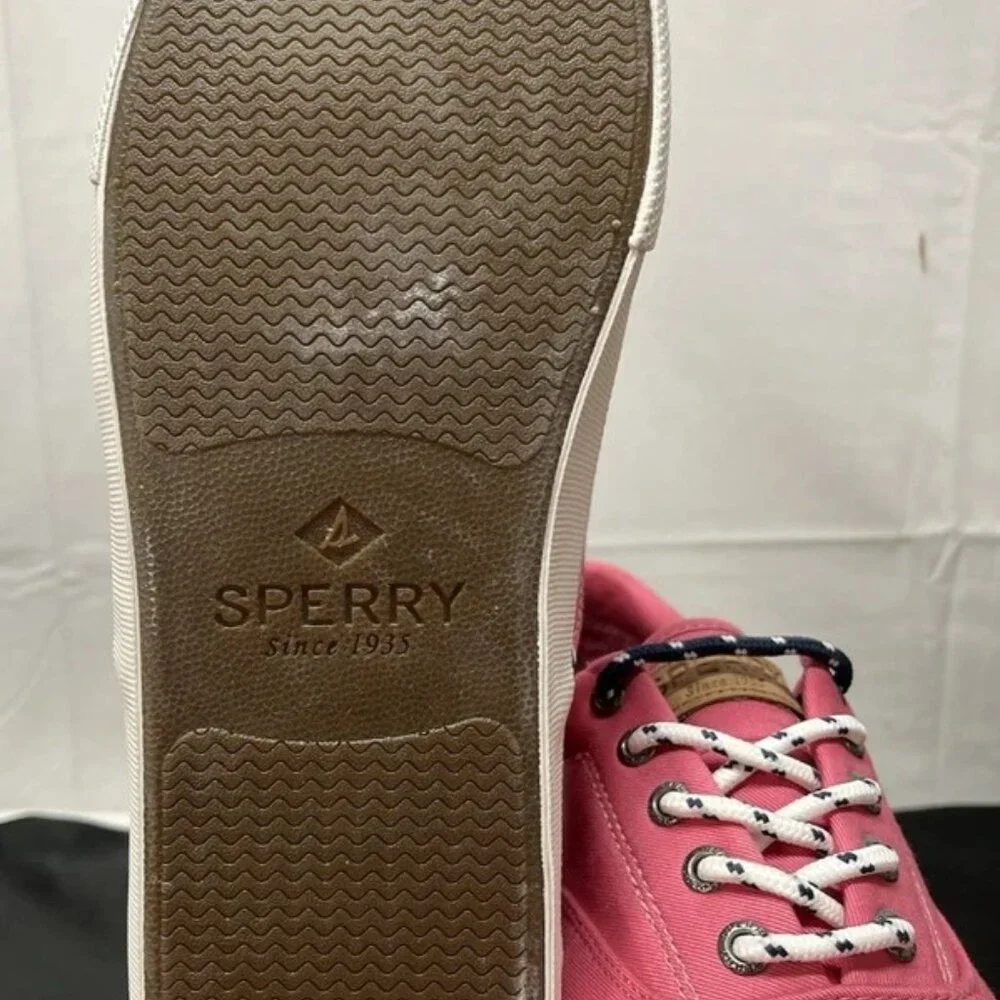 SPERRY X VINEYARD VINES Striper CVO Canvas Deck Sneaker Pink STS21569 Men's 10.5